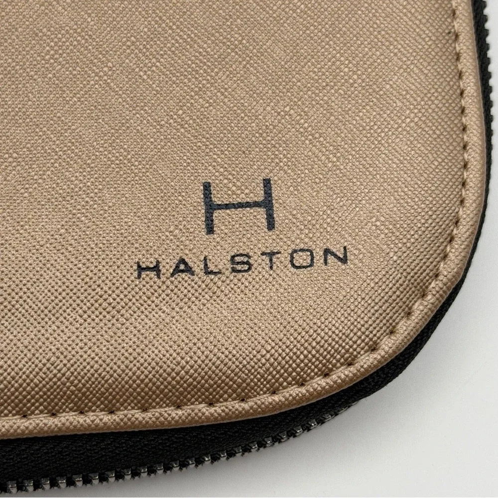 Halston Zip Around Travel Jewelry Organizer Case Faux Leather Storage Portfolio